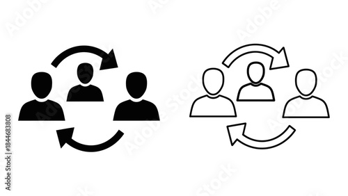 Social network icon set showing people, communication, team, and business concepts as vector silhouettes and design elements for web and internet illustration