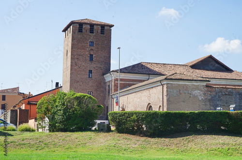 Medieval tower in the historic center of Mantua, Italy