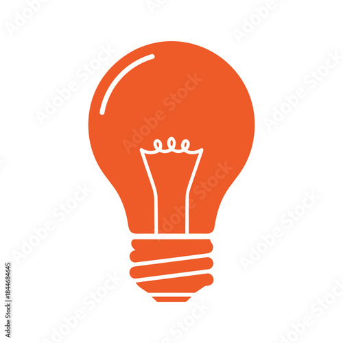 Bright idea represented by orange light bulb icon