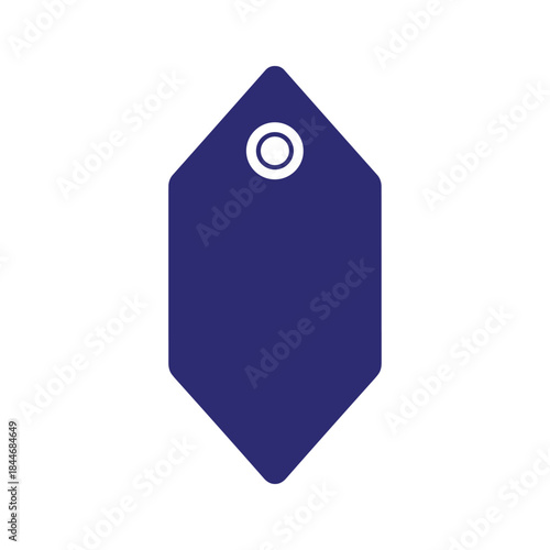 Dark blue tag with white circle icon
