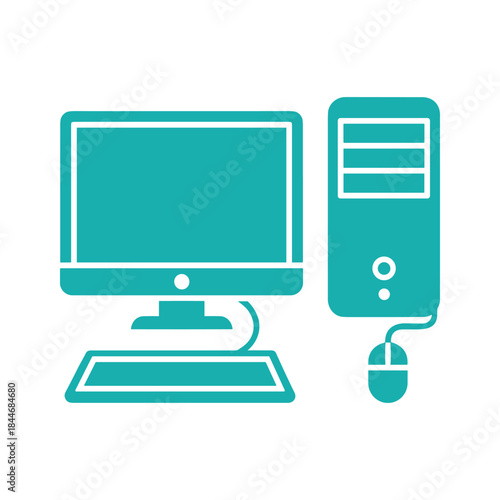 Desktop computer system with monitor and accessories