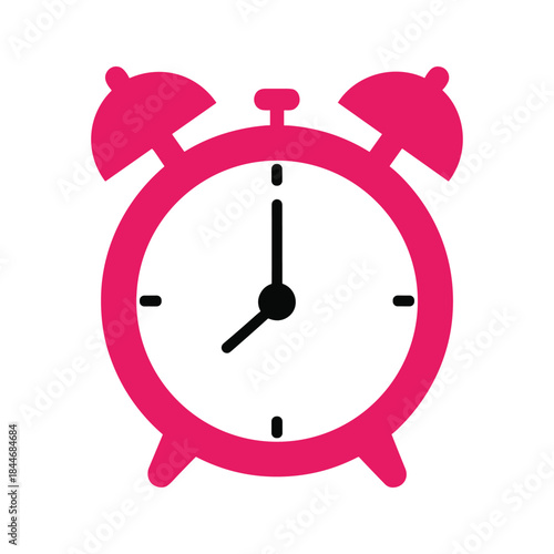 Alarm clock icon in pink color