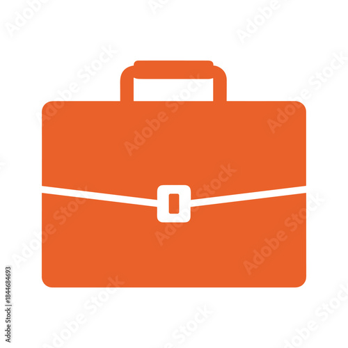 Orange briefcase icon with handle and buckle