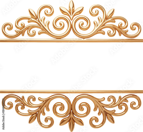 Vintage gold floral frame with ornate flower and leaf border design