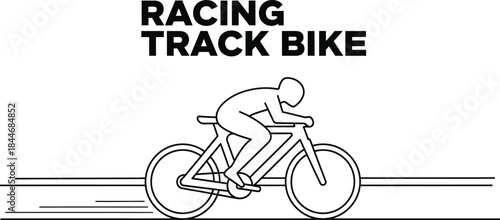 Cyclist riding a racing track bike in a minimalist line art style illustration