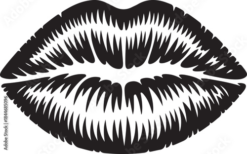 Black lipstick kiss on transparent background. Imprint of the lips. Kiss mark vector illustration