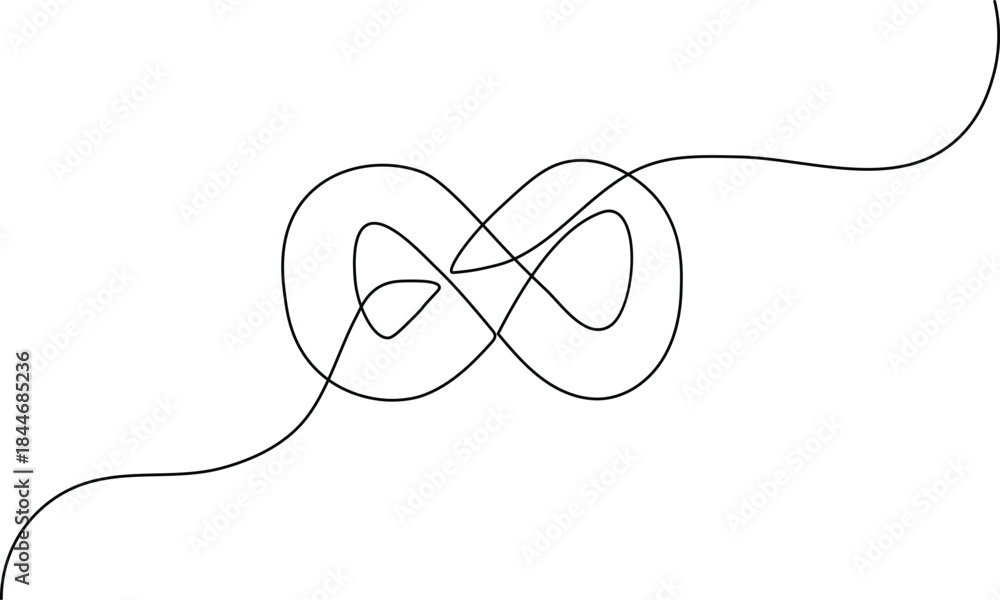Obraz premium Simple one line sketch of a ribbon knot in the shape of infinity