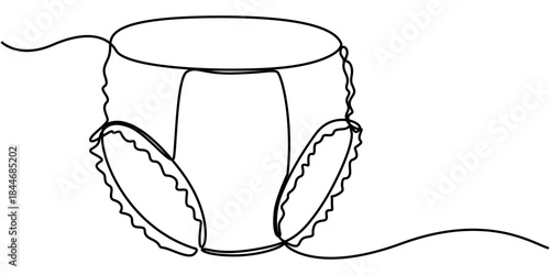 continuous line drawing. Line art, drawing baby diapers. Vector illustration on white background. 