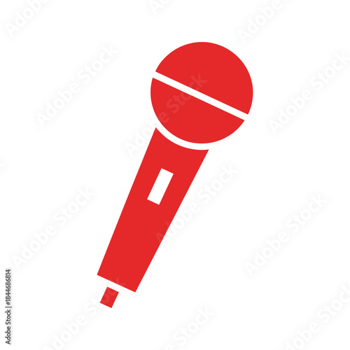 Red microphone icon on white background