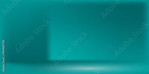 3D empty blue turquoise studio room background with spotlight on stage background. Display your product or artwork luxury style. Vector illustration