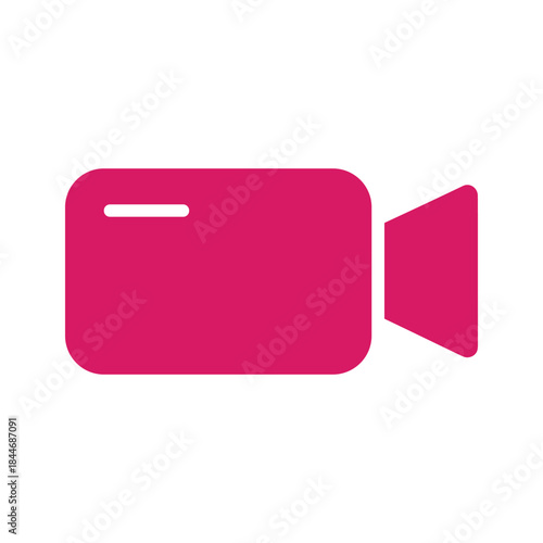 Vibrant pink video camera icon on white background
