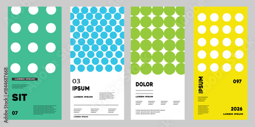A collection of minimalist posters with geometric backgrounds and clean typography. The versatile vector patterns are perfect for posters,labels, and backgrounds with excellent text legibility.
