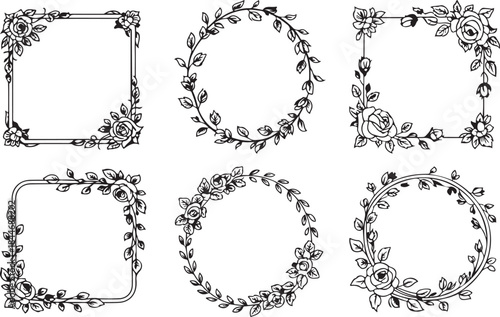 Female hands with red hearts. Set of abstract elegant vectors. Self, skin or body care, share love, love yourself icons. Logo for wedding design, cosmetics, beauty. Illustration of hand holding flower