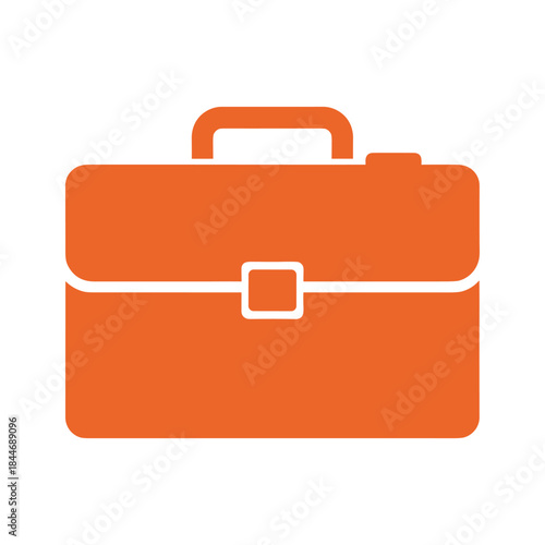Orange briefcase icon on white background