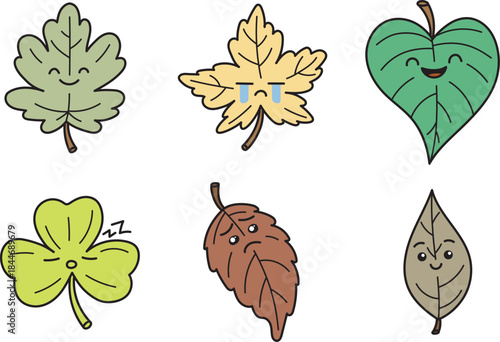 Vector set of leaves nature floral plant illustration design collection