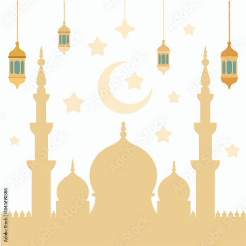 mosque in abu dhabi united states Beautiful ramadan celebration scene featuring mosque, lanterns, crescent moon and stars