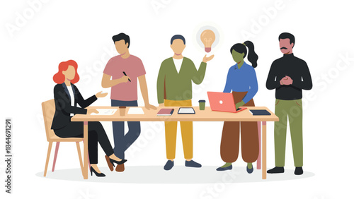 Creative business team collaborating on new ideas in a modern office meeting