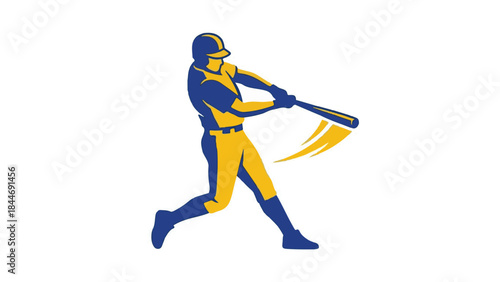 Graphic illustration of a baseball player in full swing with bat