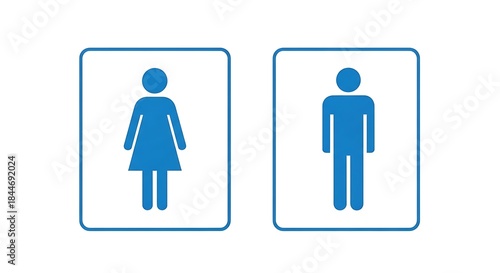 Blue gender symbols for men and women restroom signs