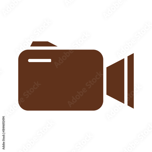 Brown video camera icon on white background