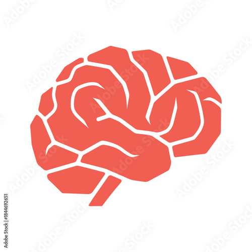 Human brain illustration in red color