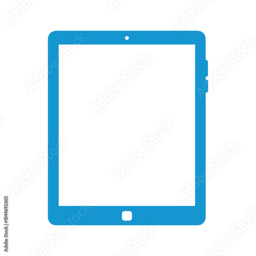 Blue tablet computer with white screen