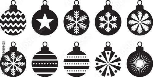 Set of christmas ball silhouette vector on tranparent background