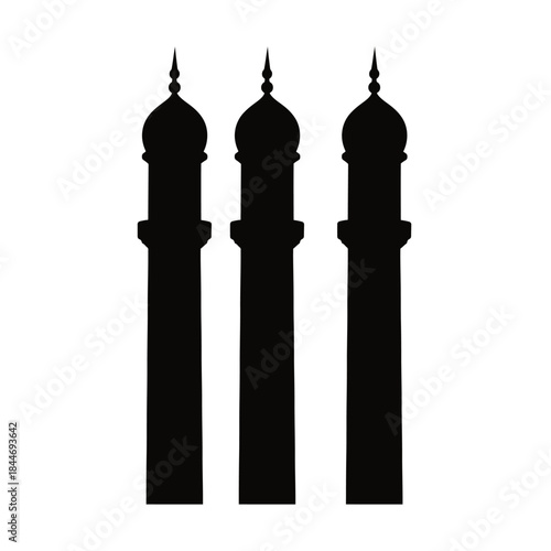 Collection of islamic mosque building icons featuring architectural elements and religious symbols for diverse design applications