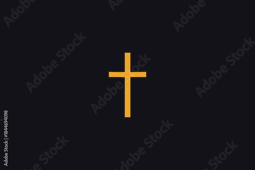 A simple minimalist golden cross on a dark background representing faith and spirituality