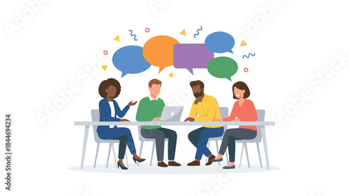 Diverse Team Collaborating and Communicating Ideas in Business Meeting