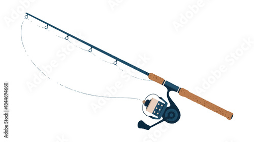 Fishing rod with reel isolated on transparent background