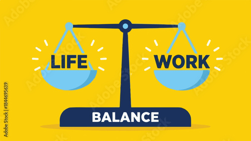 Work-Life Balance Concept on a Scale Illustration