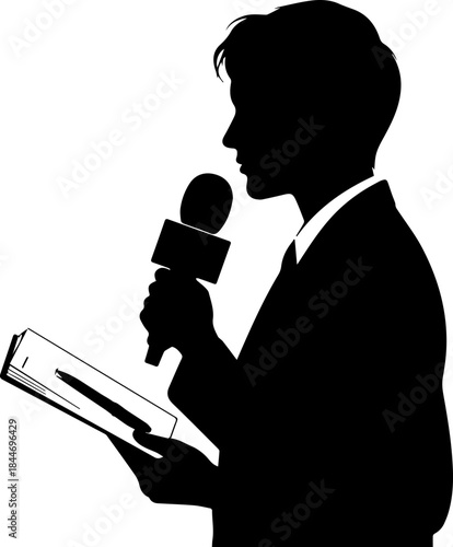 silhouette of a man with a microphone