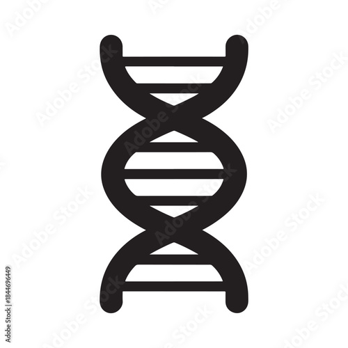 A simplified black and white illustration depicts a double helix structure representing deoxyribonucleic acid commonly known as dna in a minimalist style