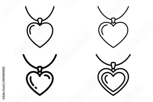 heart necklace pendant outline icon set for graphic designs. Icons vector design