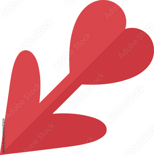Vector icon red cupid arrow isolated. Heart, love, festive attribute of St. Valentine's day, vector icon illustration isolated layers on a white background