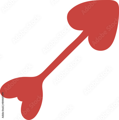 Vector icon red cupid arrow isolated. Heart, love, festive attribute of St. Valentine's day, vector icon illustration isolated layers on a white background