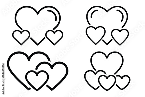 valentine rating hearts outline icon set for graphic designs. Icons vector design