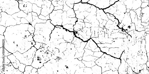 Crack and scratched grunge dust wall urban background texture vector. crack cement wall texture. black textured grainy cracked ground lines isolated on white. distressed overlay grainy texture.