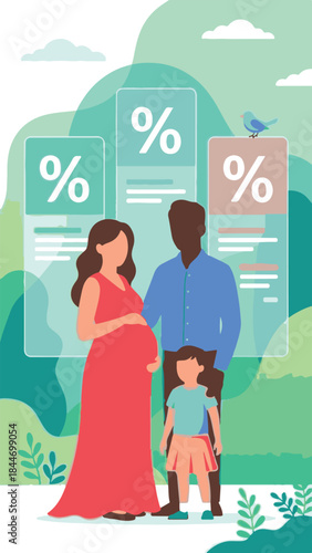 Pregnant family planning finances for their future and new baby