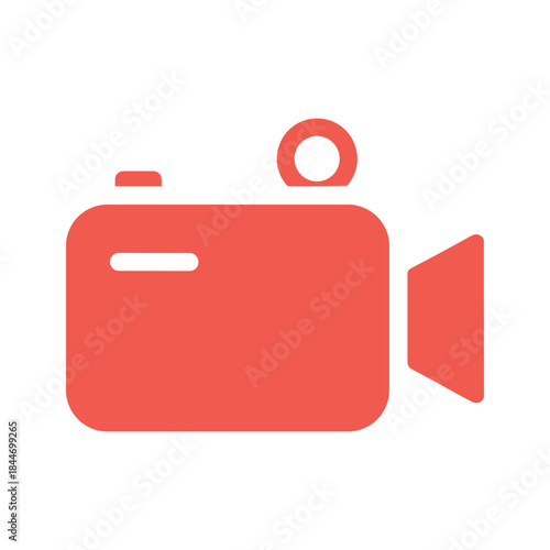 Simple red video camera icon