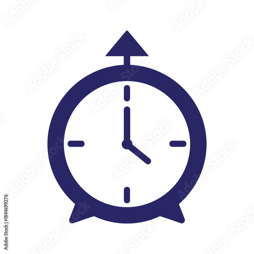 Time management icon representing clock and arrow