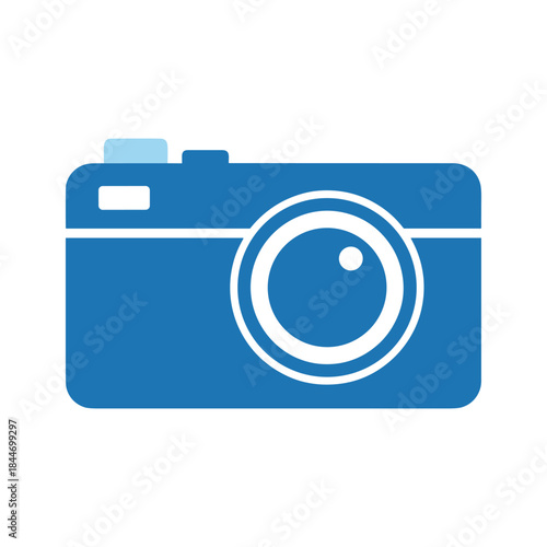 Blue camera icon on white background