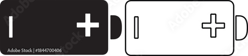 Two batteries with plus and minus signs connected by a circular plus sign black