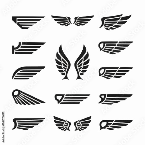 Eagle wings logo set