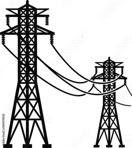 transmission tower silhouette vector design