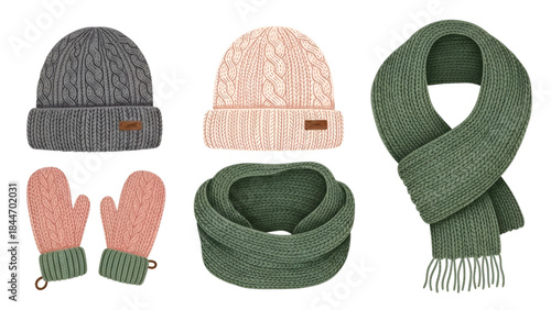Colorful knitted winter accessories set