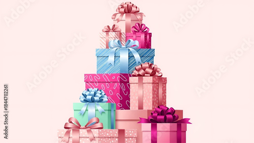 Colorful gift boxes stacked for celebration