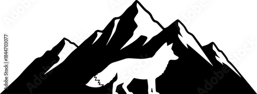Fox standing proudly against majestic mountains, wildlife adventure awaits, nature's beauty unfolds, create stunning outdoor designs with this iconic wildlife symbol