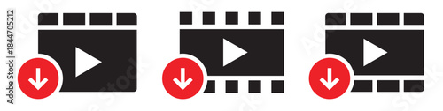 Video download file icon, vector illustration